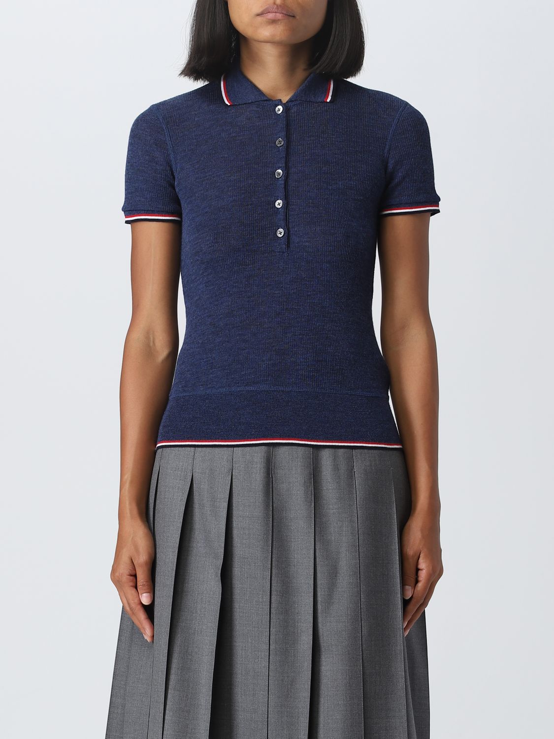 Thom Browne Polo Shirt THOM BROWNE Woman colour Blue