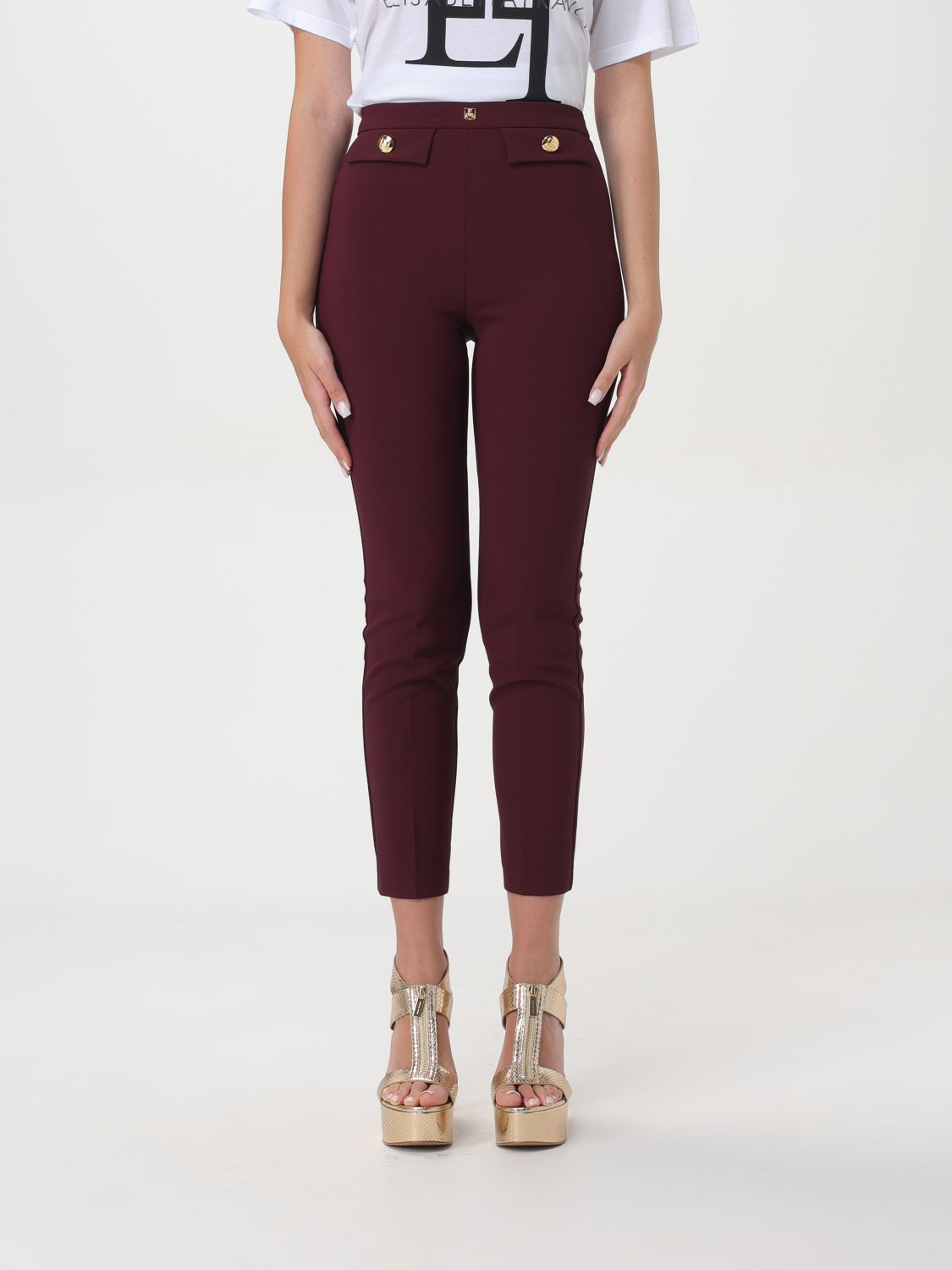 Elisabetta Franchi Pants ELISABETTA FRANCHI Woman color Burgundy