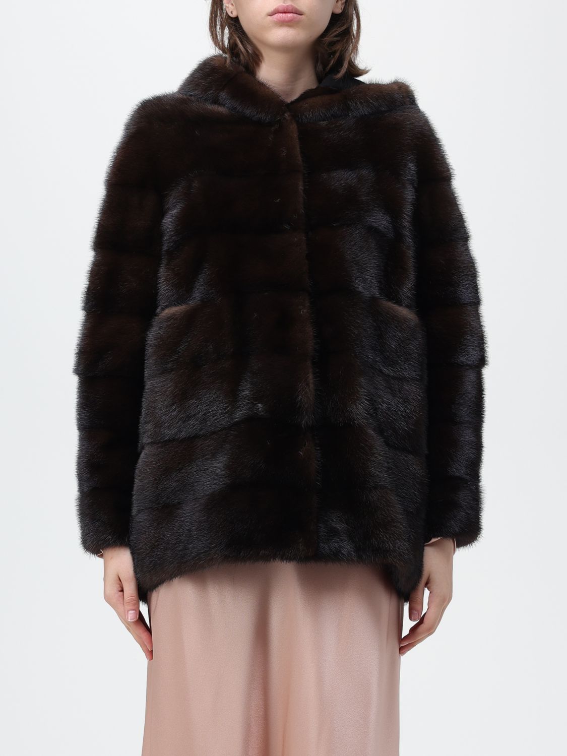 Simonetta Ravizza Fur Coats SIMONETTA RAVIZZA Woman colour Brown