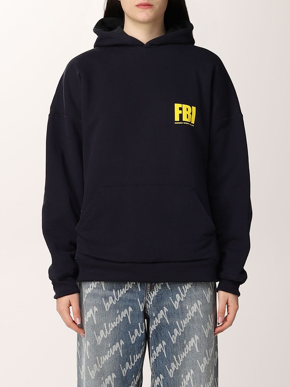 Balenciaga Balenciaga cotton sweatshirt with FBI print