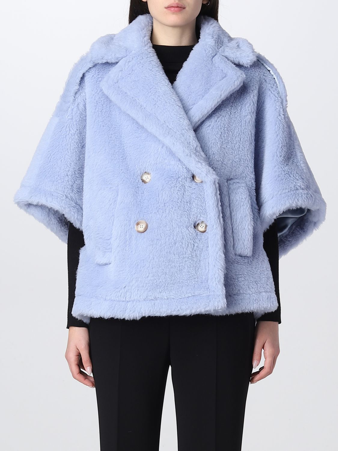 Max Mara Cloak MAX MARA Woman colour Gnawed Blue