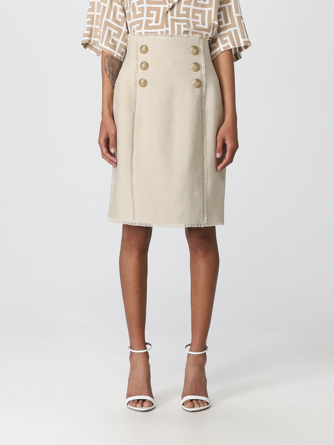 Balmain Skirt BALMAIN Woman colour Yellow Cream