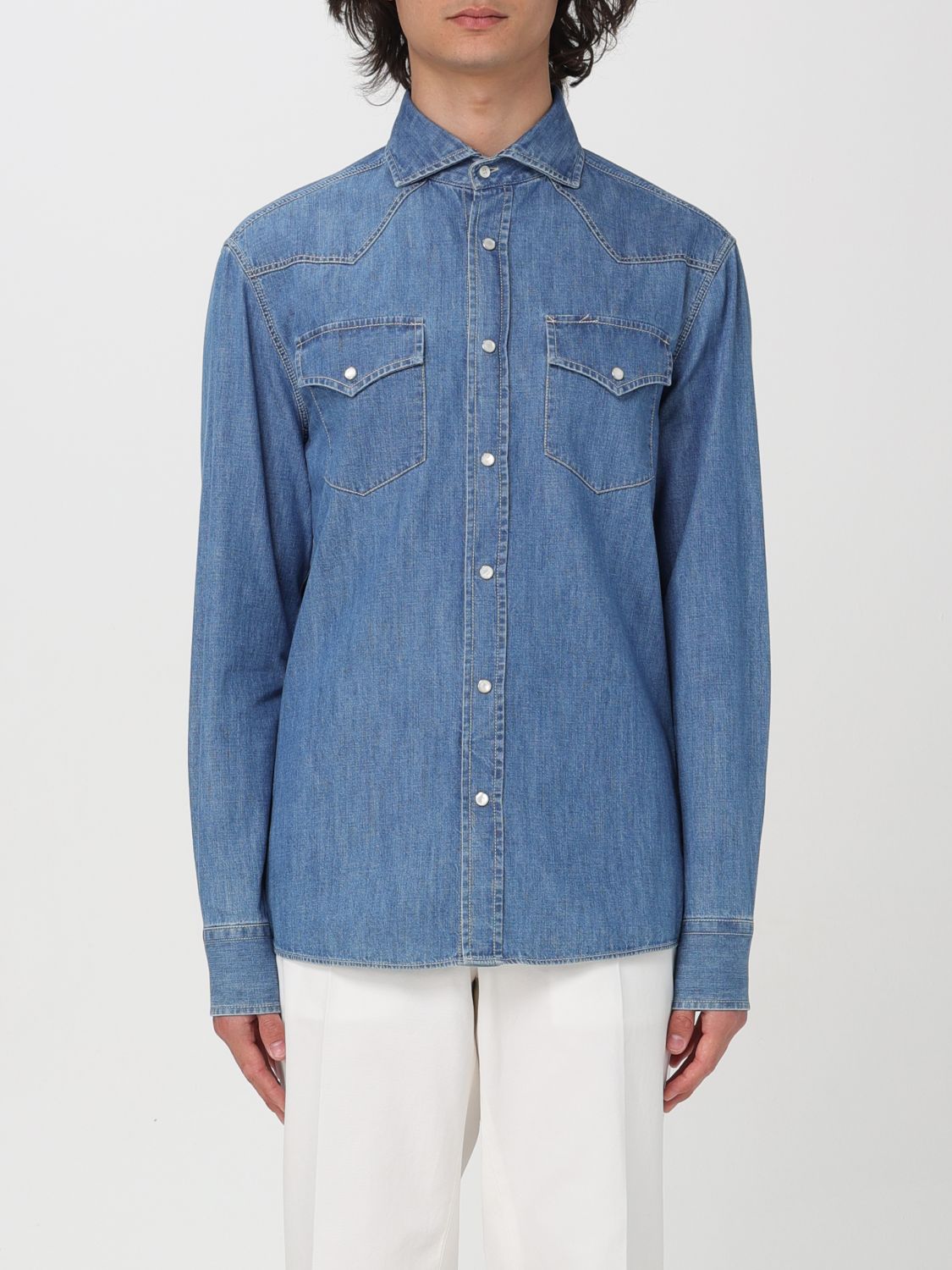 Brunello Cucinelli Shirt BRUNELLO CUCINELLI Men colour Denim