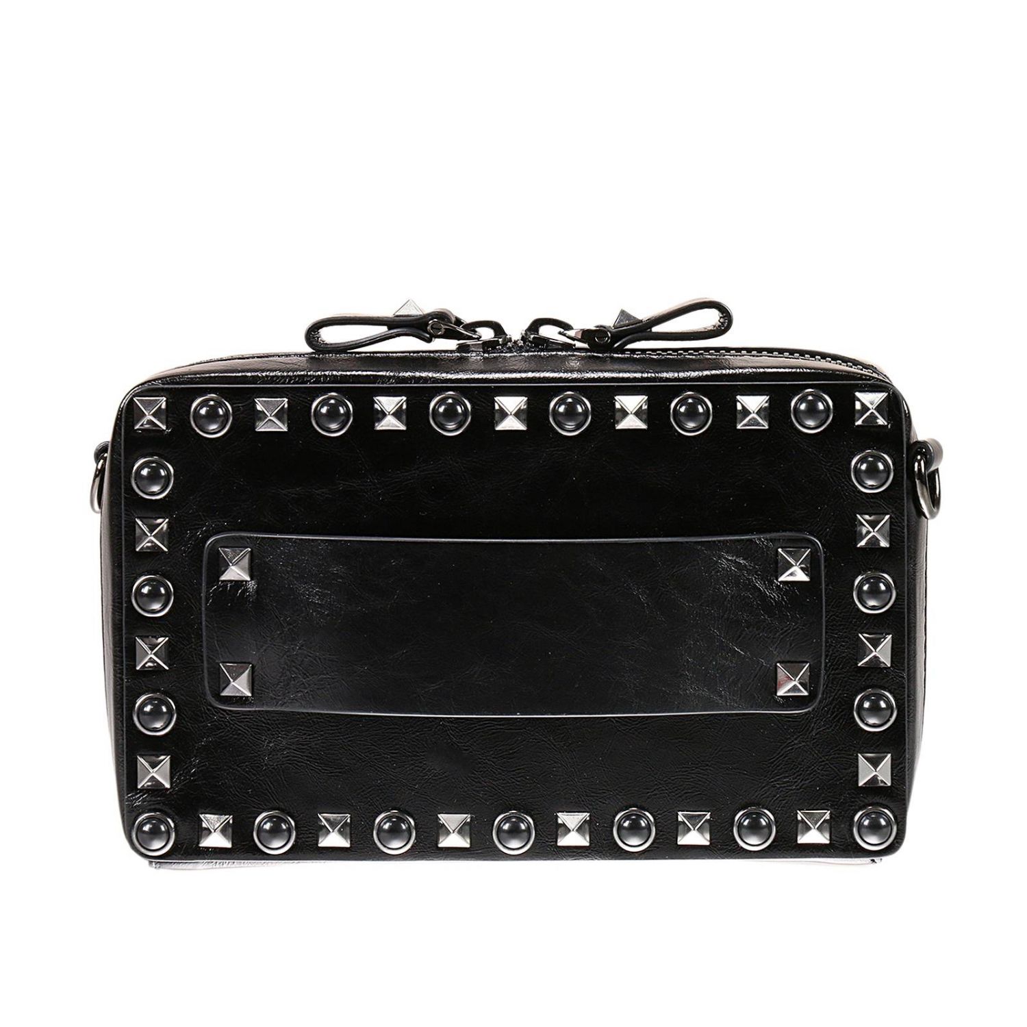 VALENTINO GARAVANI Guitar rockstud rolling noir mini bag with metal studs and stones