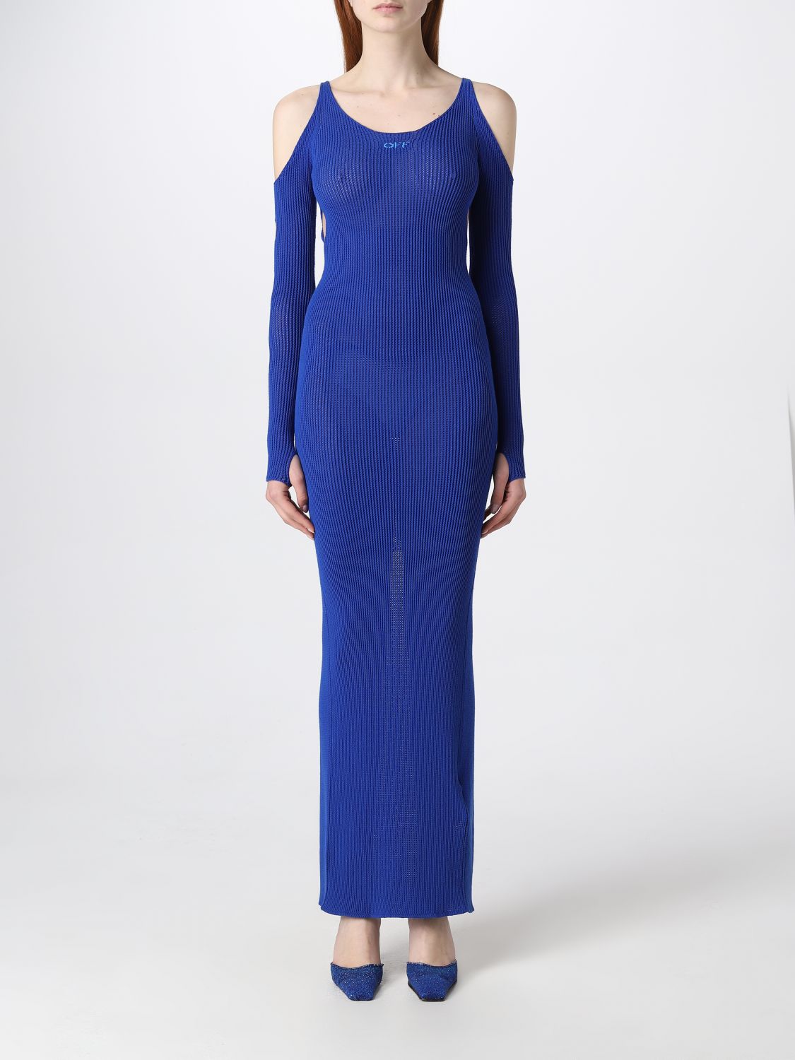 OFF-WHITE Dress OFF-WHITE Woman colour Gnawed Blue