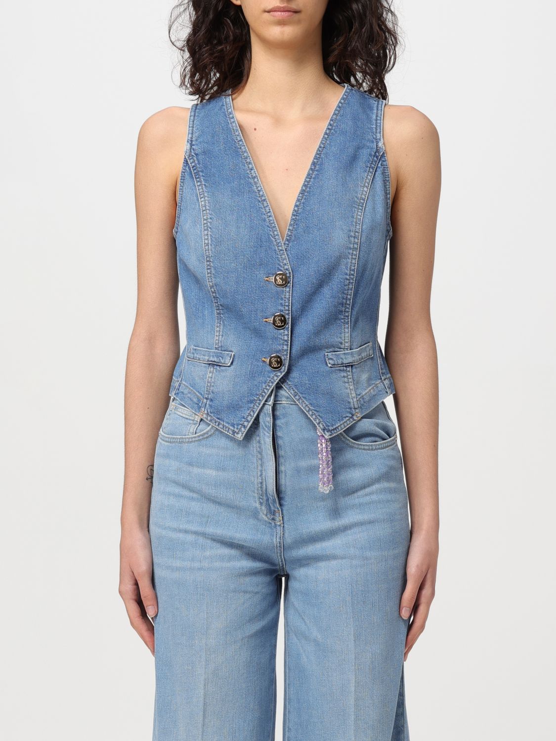 Simona Corsellini Waistcoat SIMONA CORSELLINI Woman colour Denim