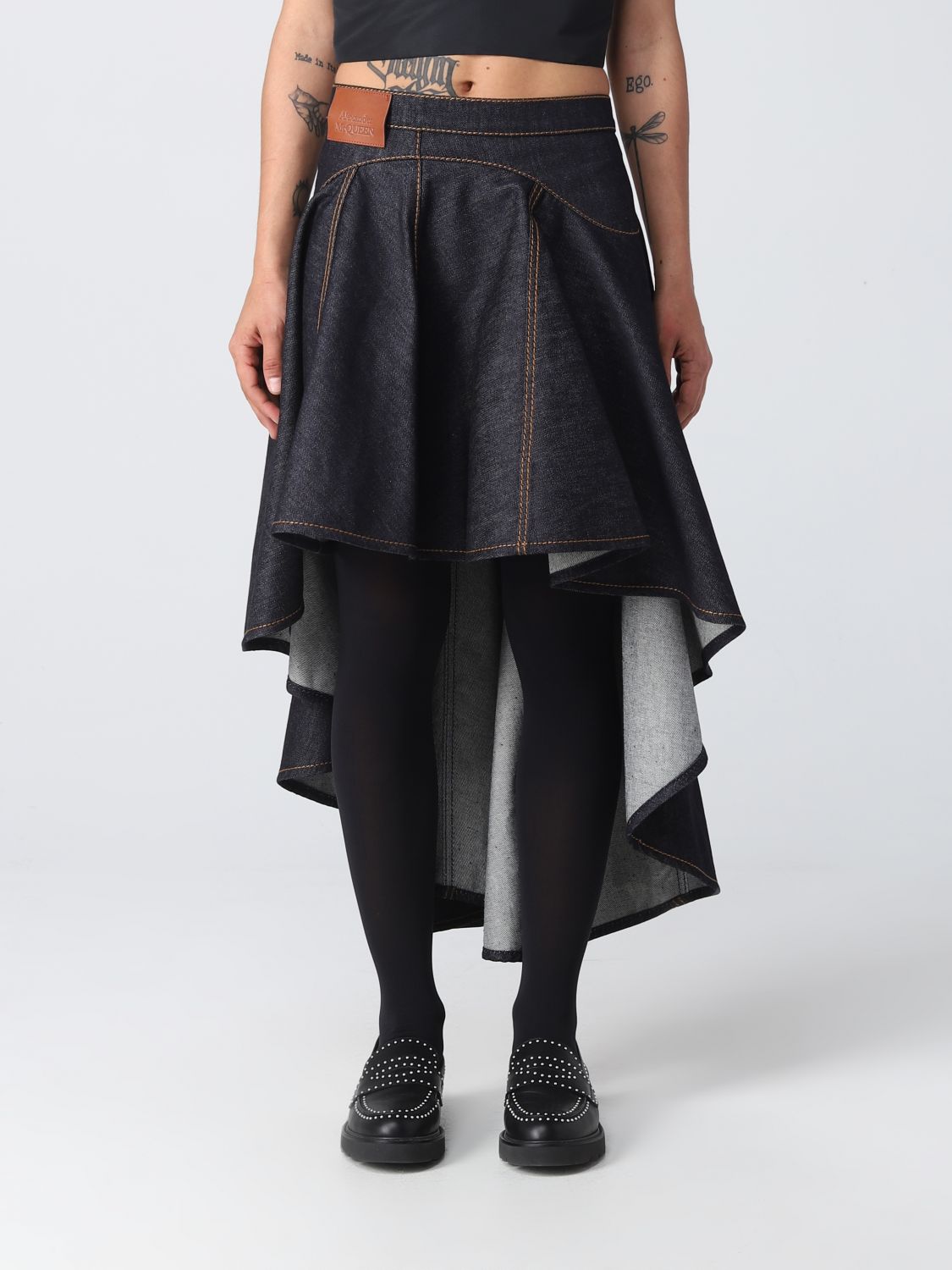 Alexander McQueen Skirt ALEXANDER MCQUEEN Woman colour Denim