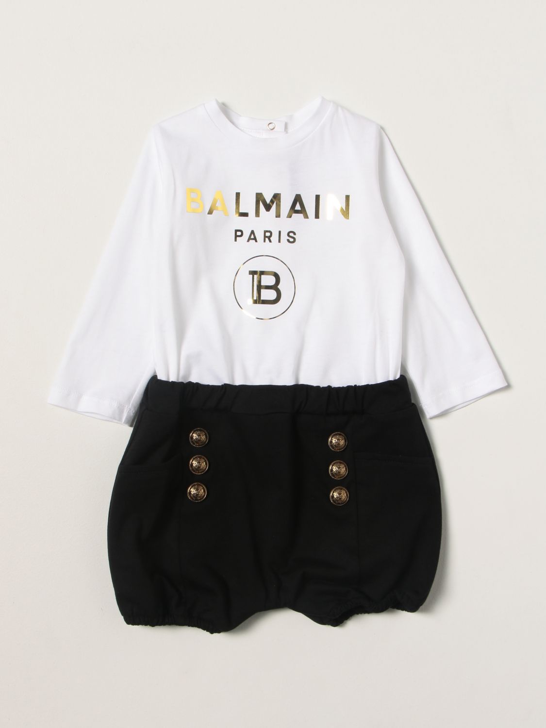 Balmain Balmain cotton onesie with logo