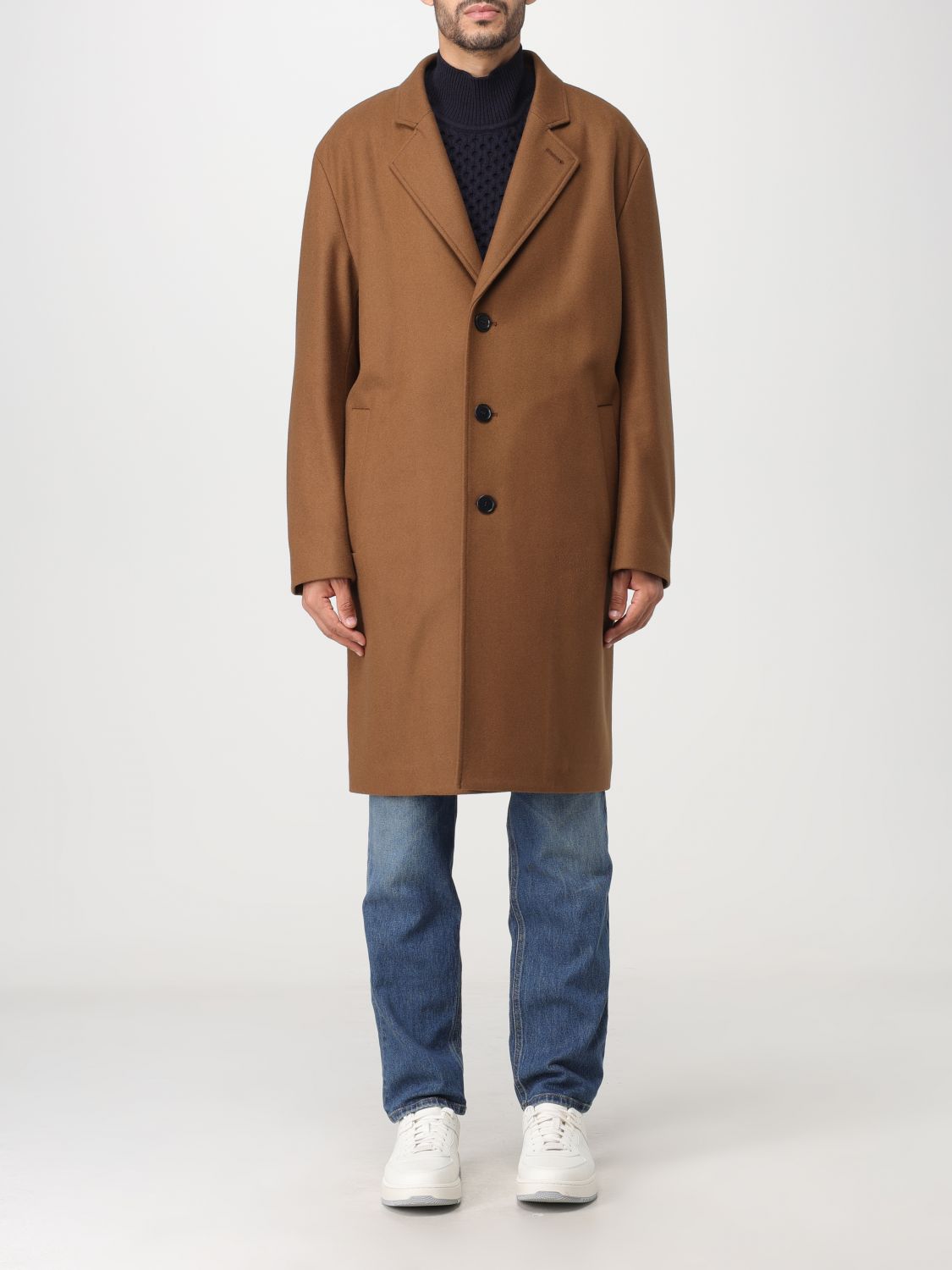 Hugo Coat HUGO Men colour Camel