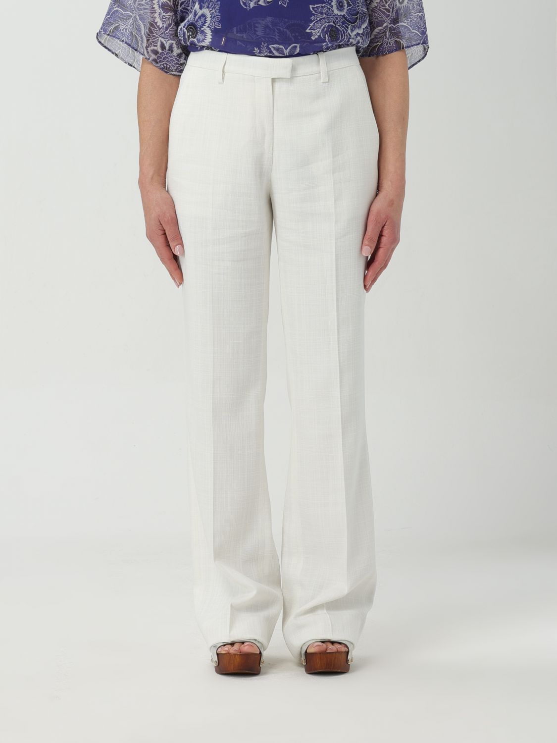 Etro Trousers ETRO Woman colour Yellow Cream