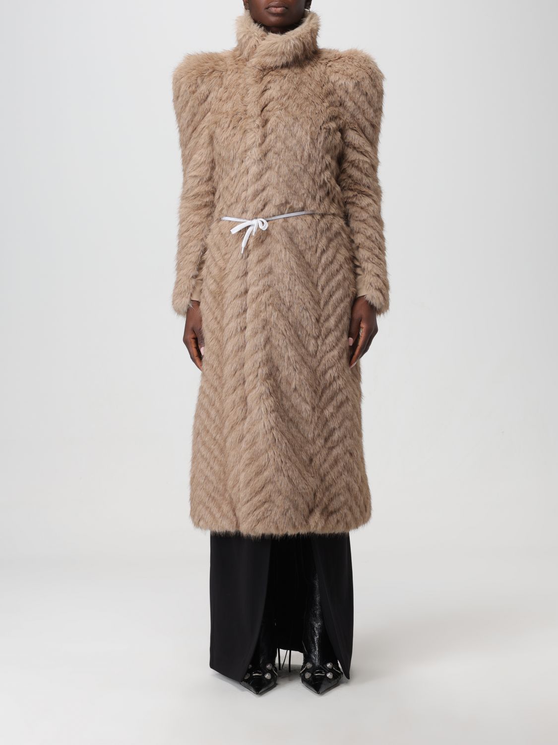 Balenciaga Fur Coats BALENCIAGA Woman colour Beige