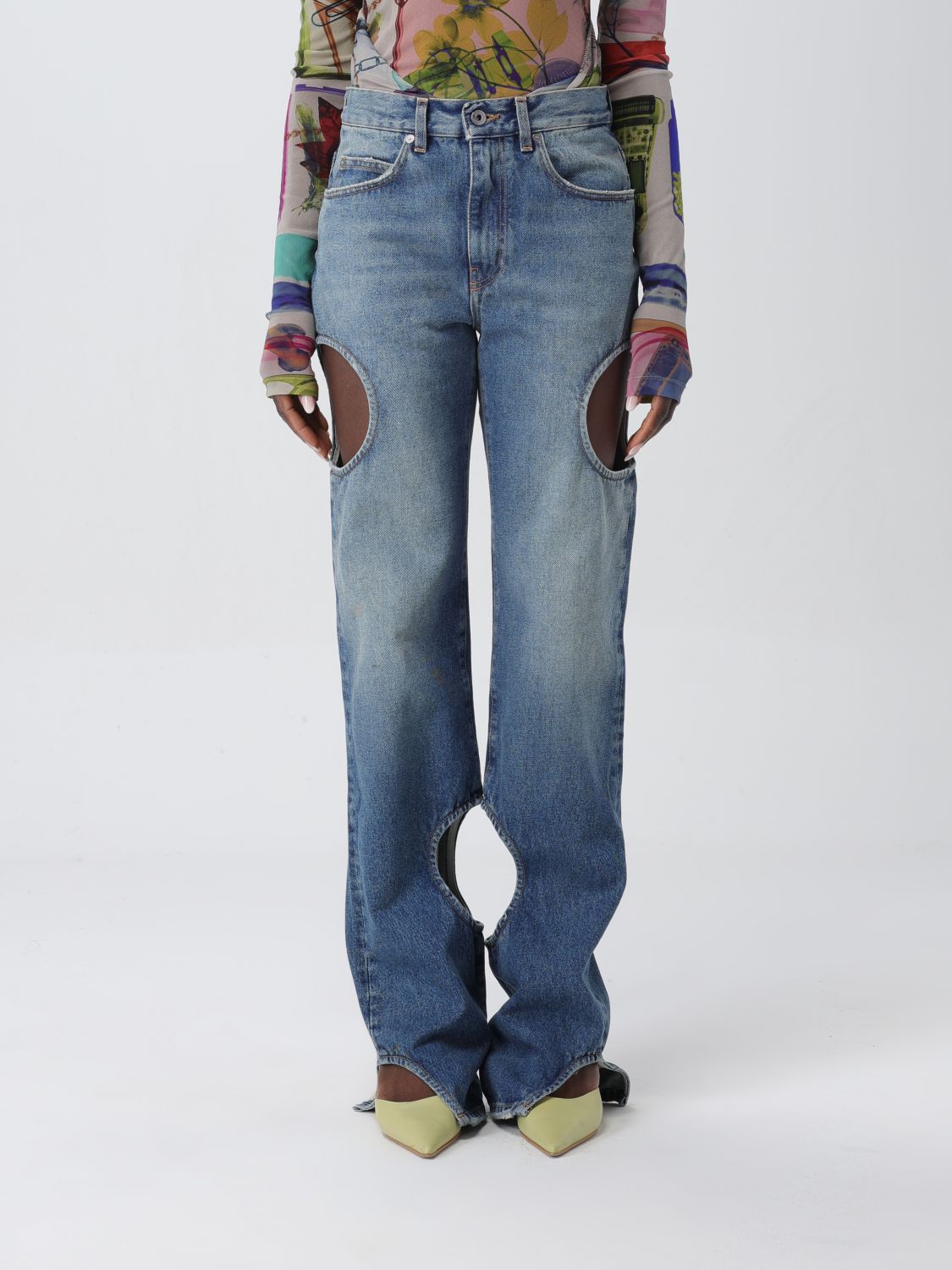 OFF-WHITE Trousers OFF-WHITE Woman colour Denim