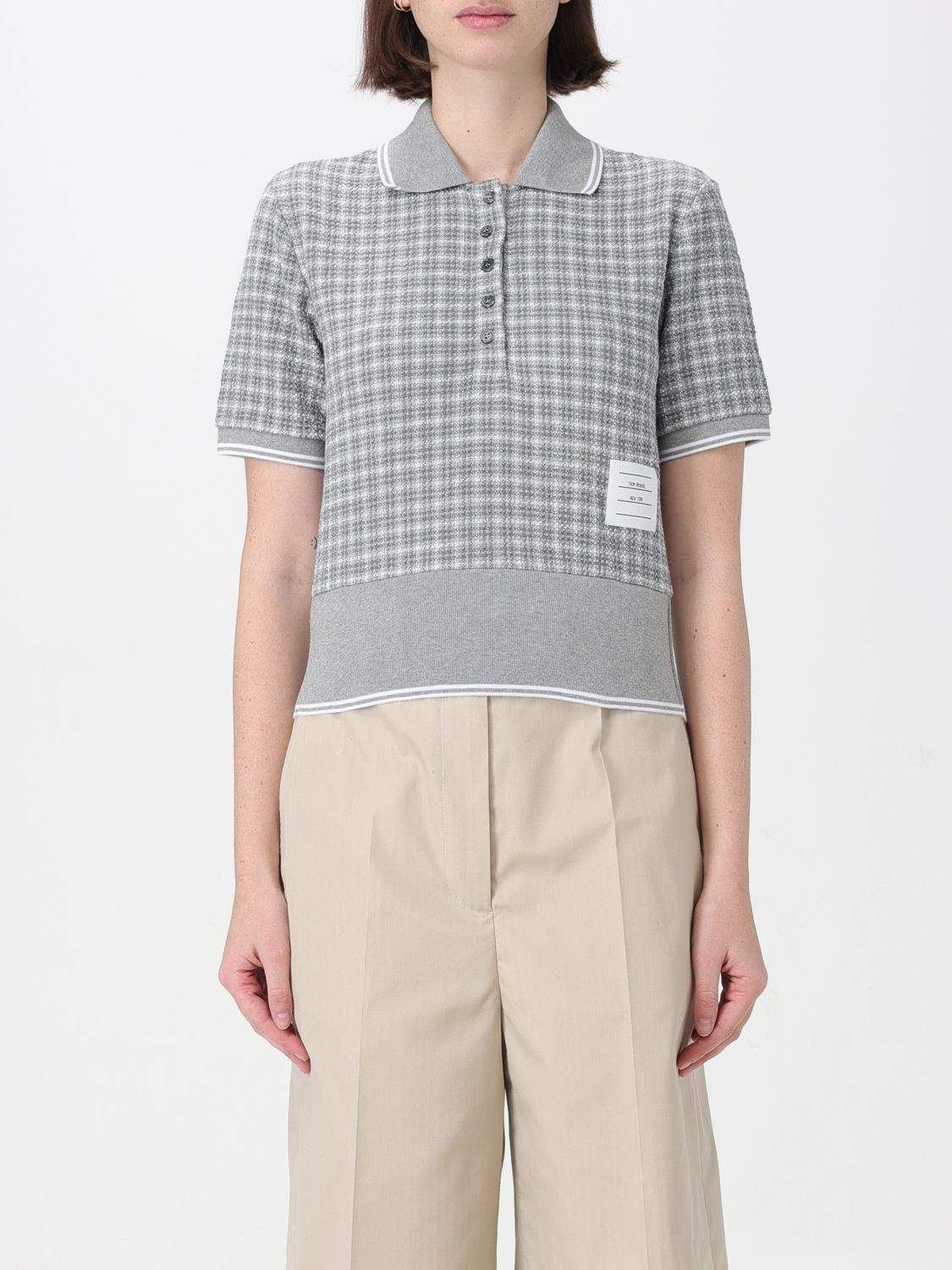 Thom Browne Polo Shirt THOM BROWNE Woman colour Grey