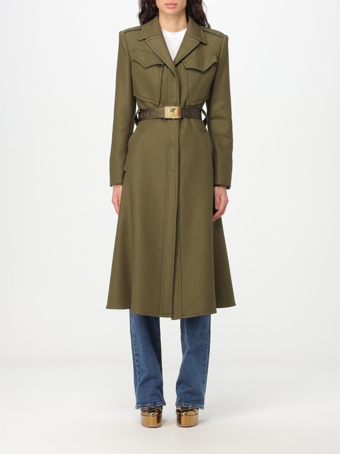 Elisabetta Franchi Coat ELISABETTA FRANCHI Woman colour Military