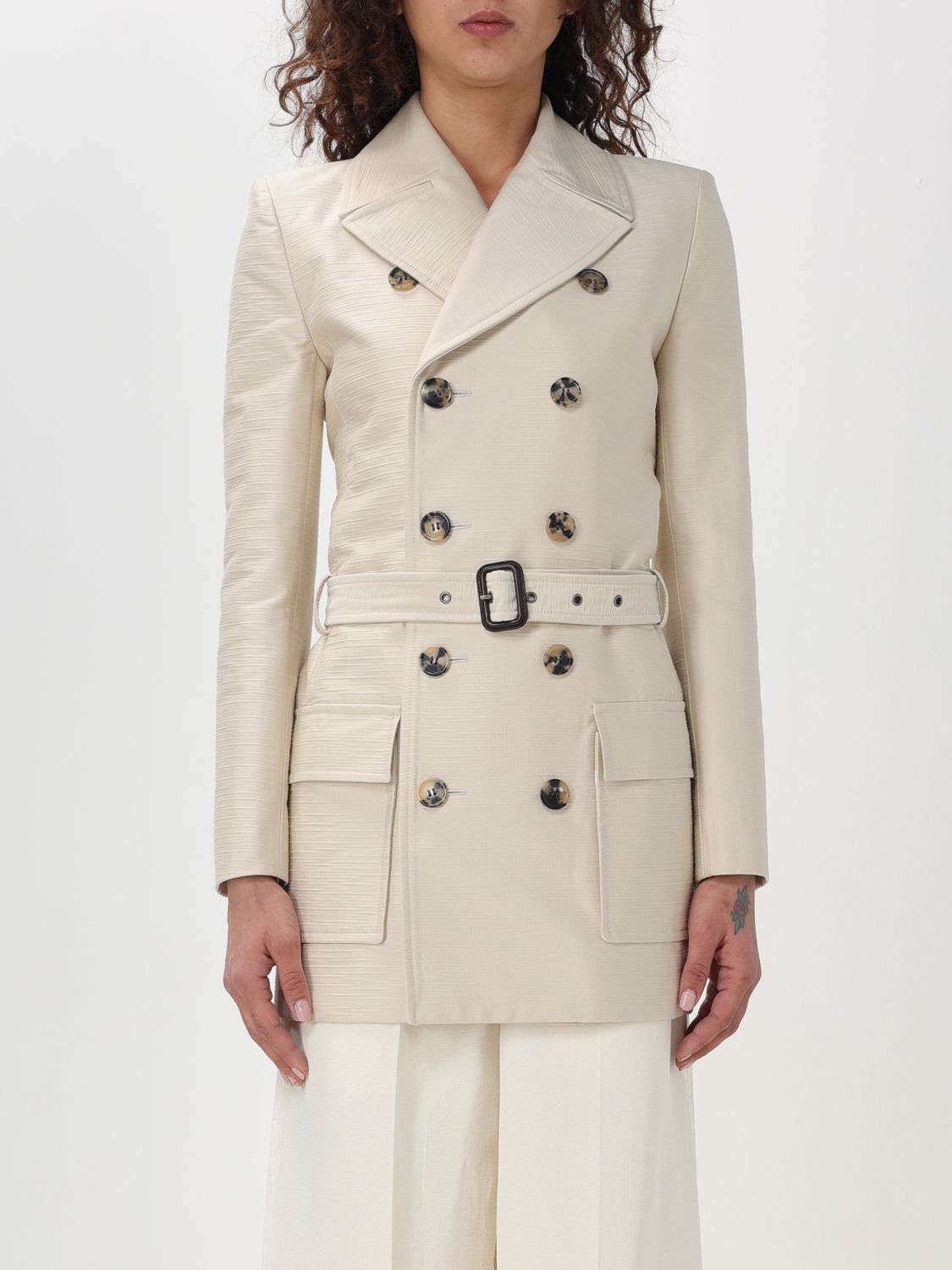 Saint Laurent Trench Coat SAINT LAURENT Woman colour White