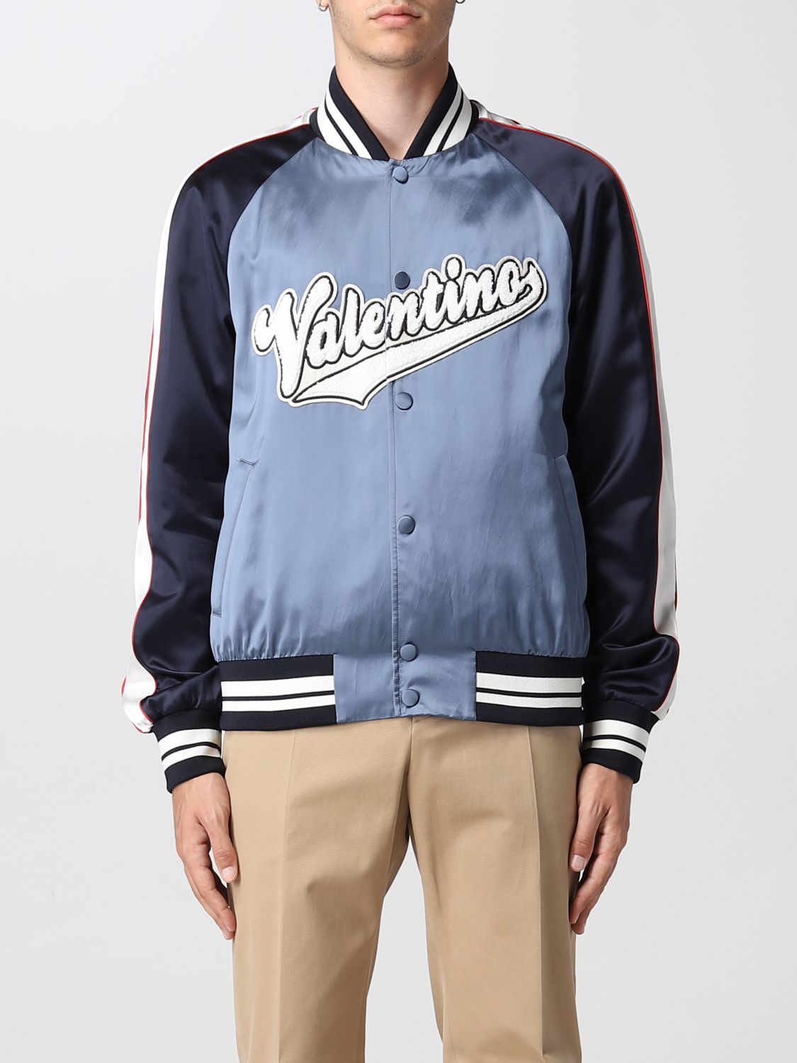 Valentino Valentino satin bomber jacket with logo