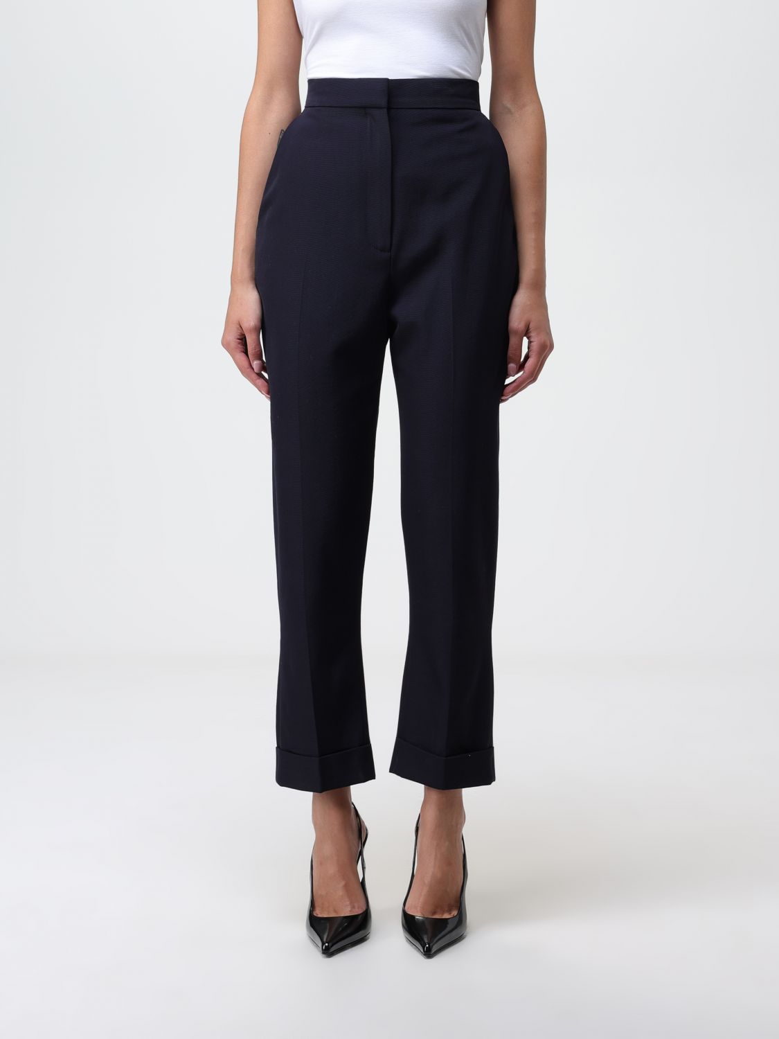 Alexander McQueen Trousers ALEXANDER MCQUEEN Woman colour Blue