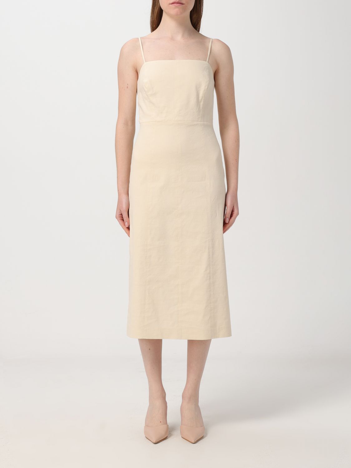 Theory Dress THEORY Woman colour Yellow Cream