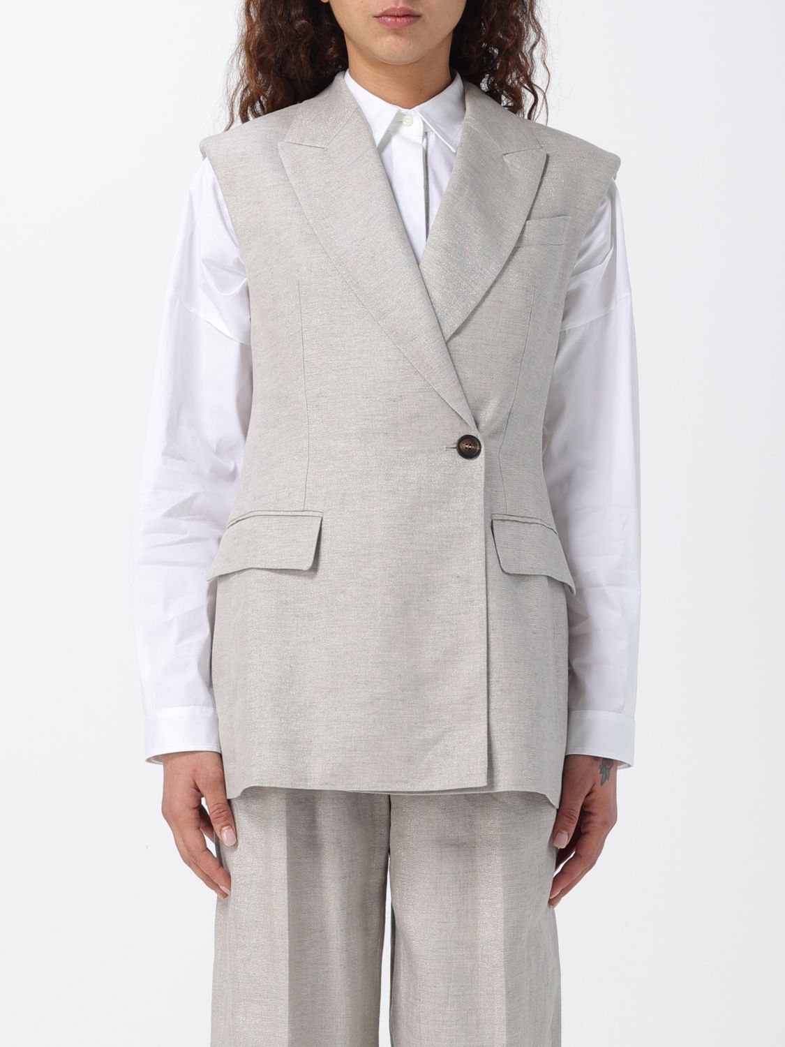 Brunello Cucinelli Waistcoat BRUNELLO CUCINELLI Woman colour Grey