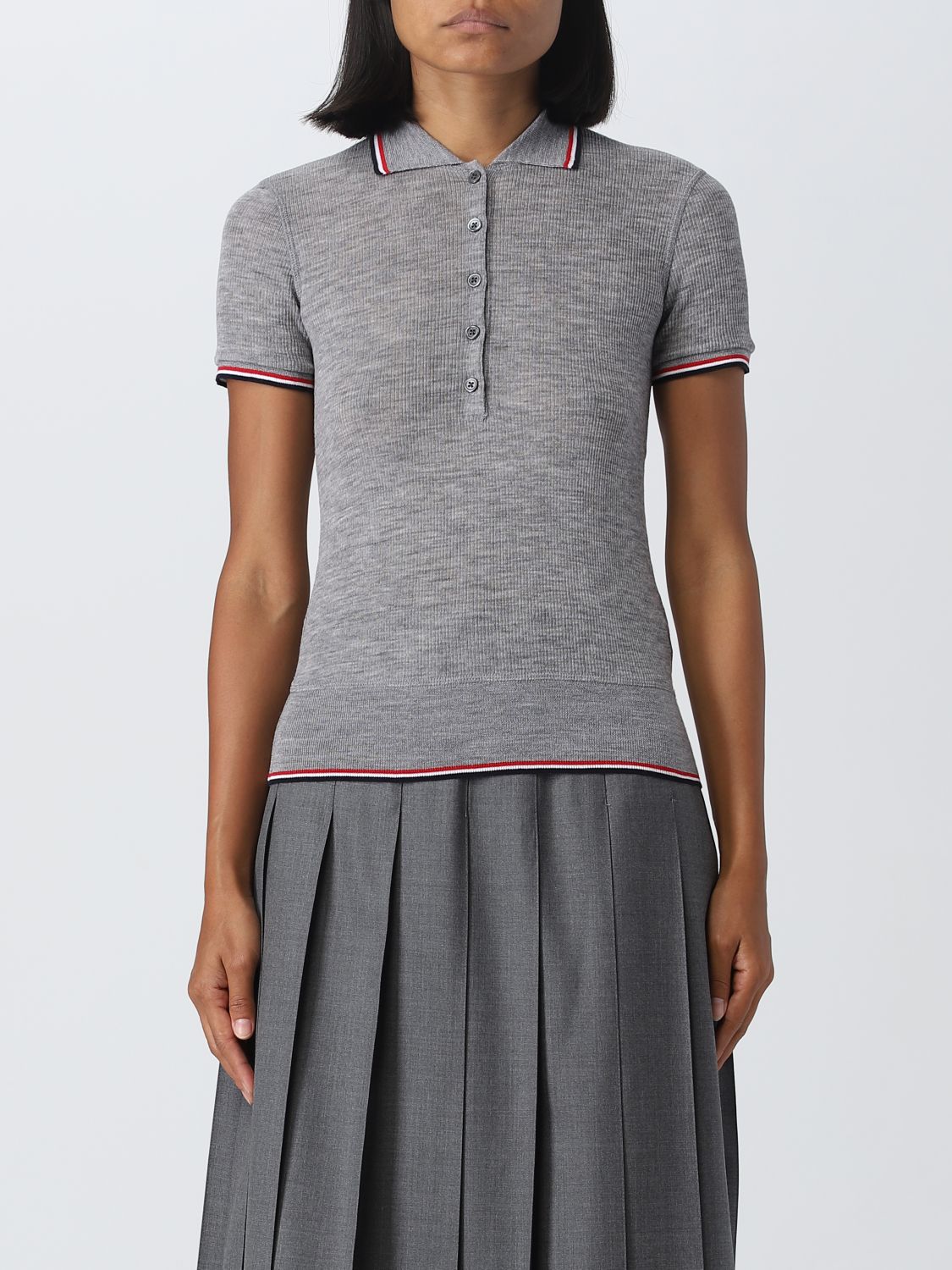 Thom Browne Polo Shirt THOM BROWNE Woman colour Grey