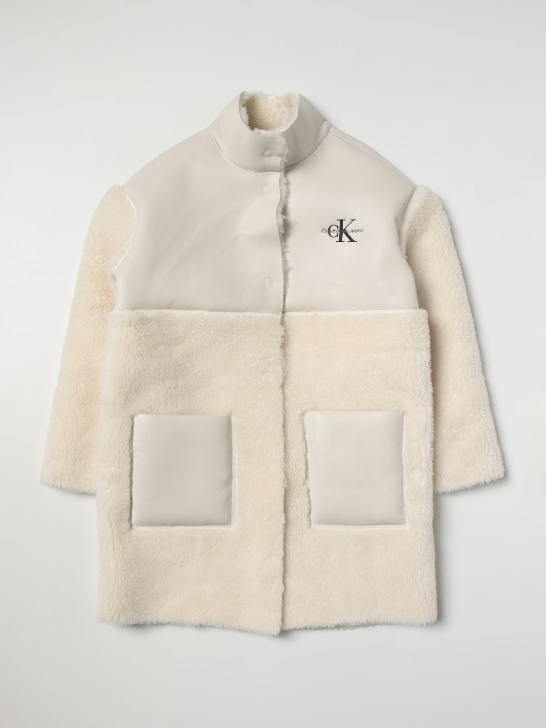 Calvin Klein Coat CALVIN KLEIN Kids colour Yellow Cream