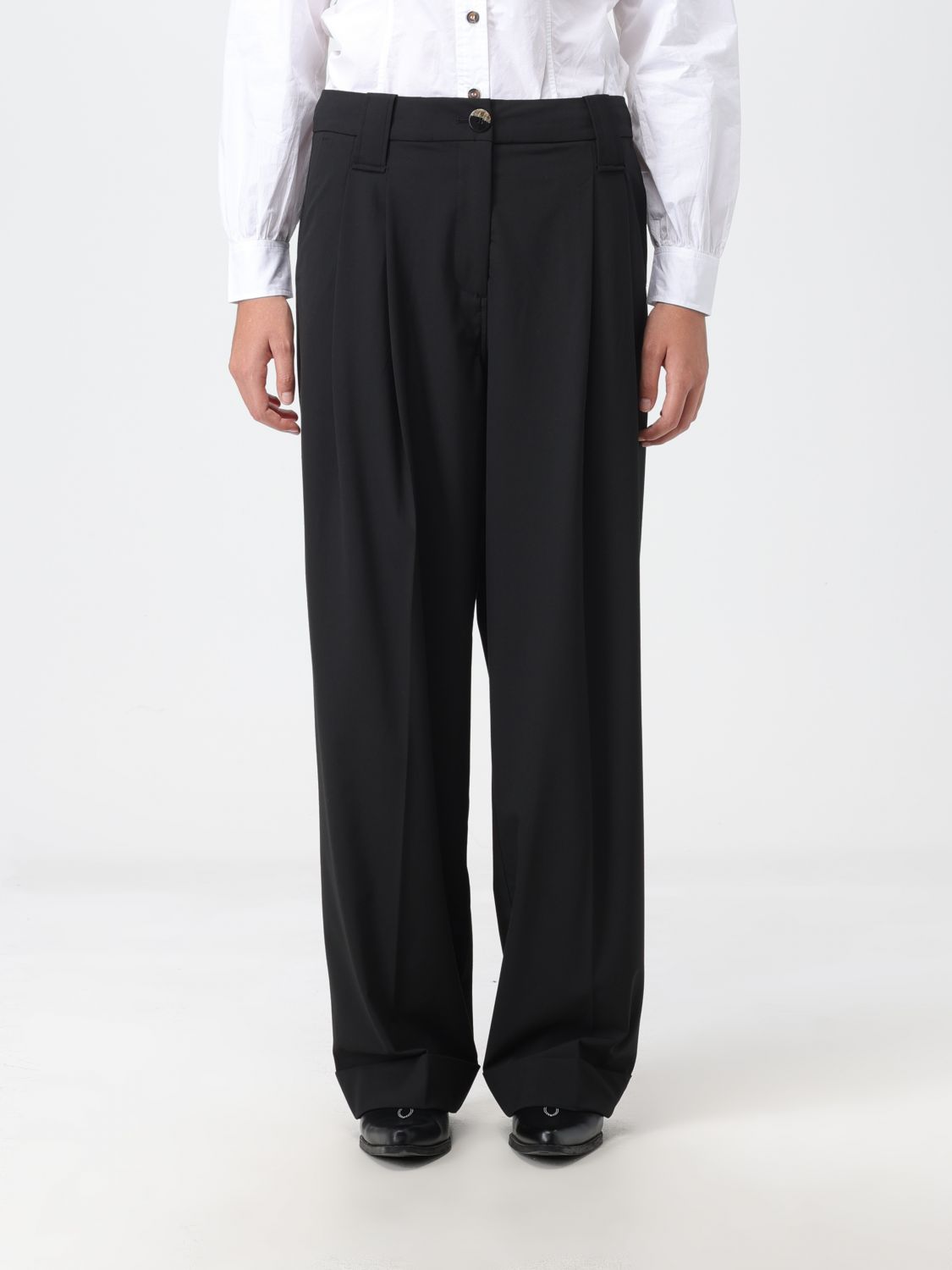 Ganni Trousers GANNI Woman colour Black