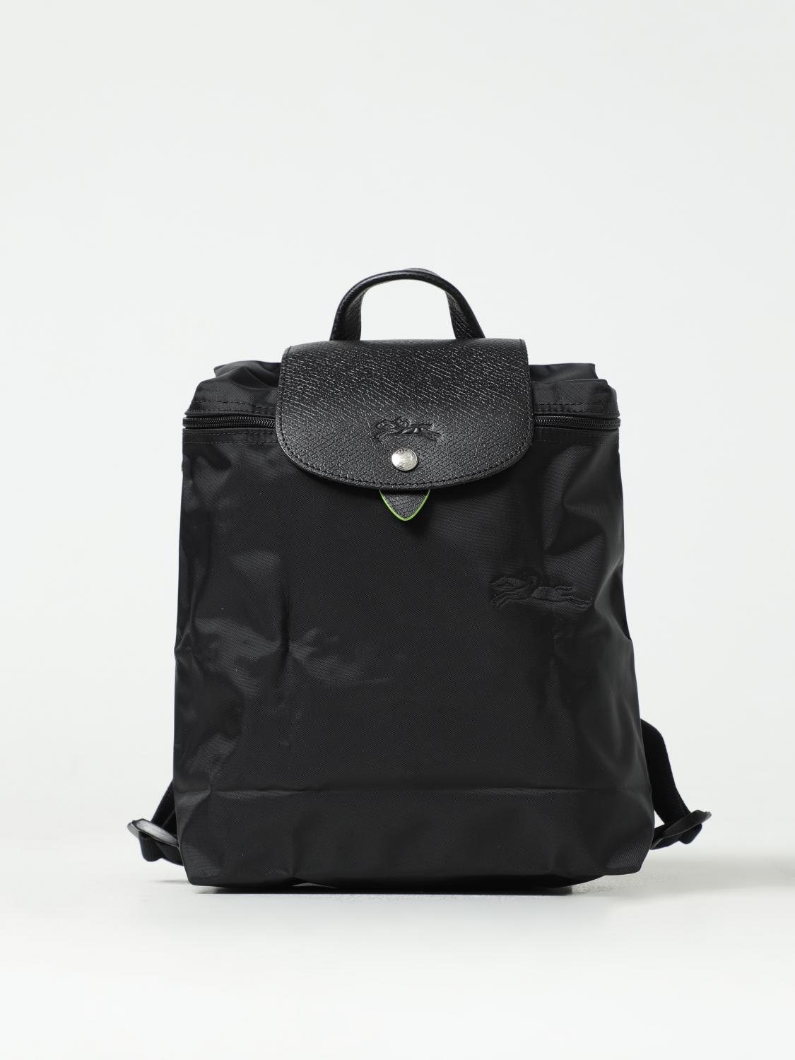  Longchamp Le Pliage Green backpack in recycled nylon and grained leather