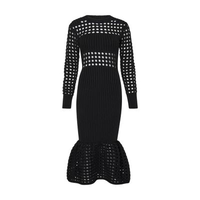 Alexander McQueen Knit and fishnet midi dress