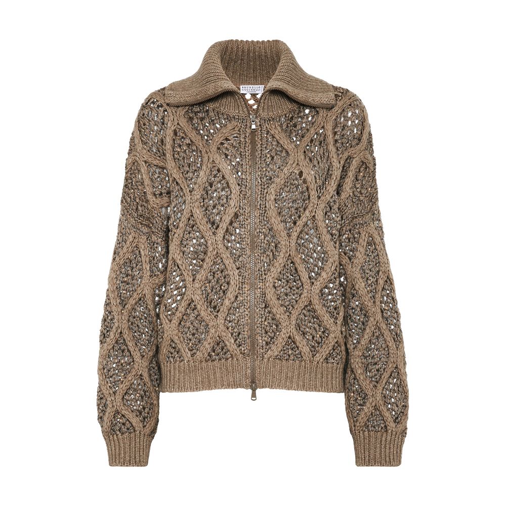 Brunello Cucinelli Dazzling Net & Cable cardigan