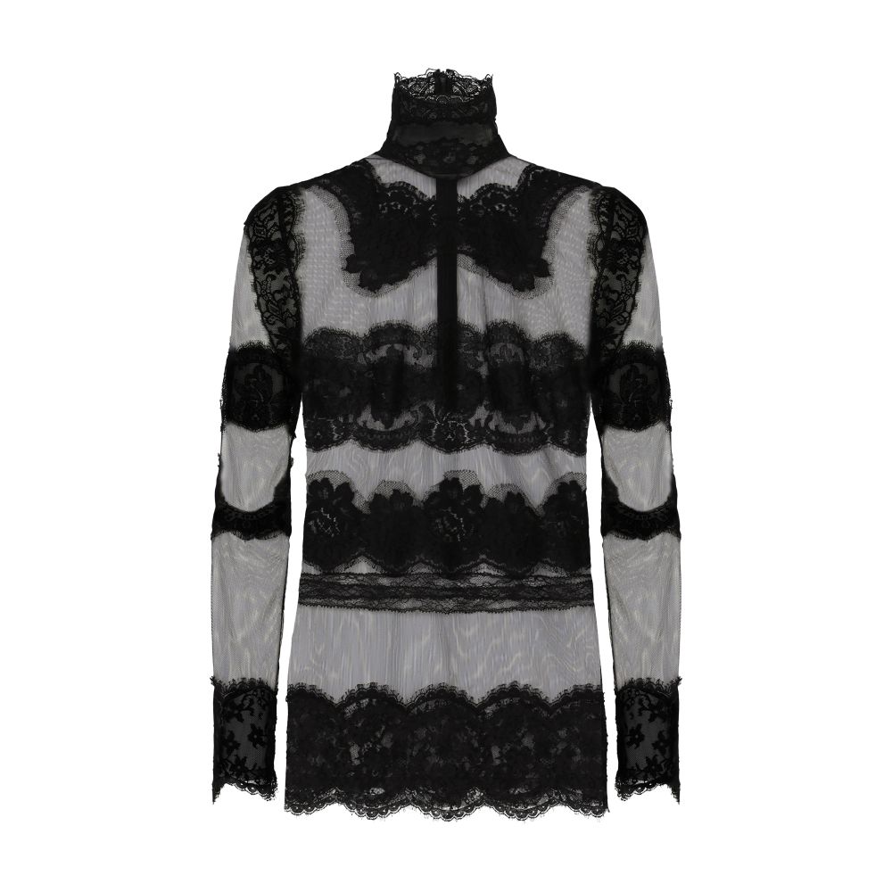 Dolce & Gabbana Tulle and lace turtle-neck top