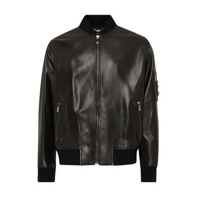 Versace Versace embroidery leather blouson