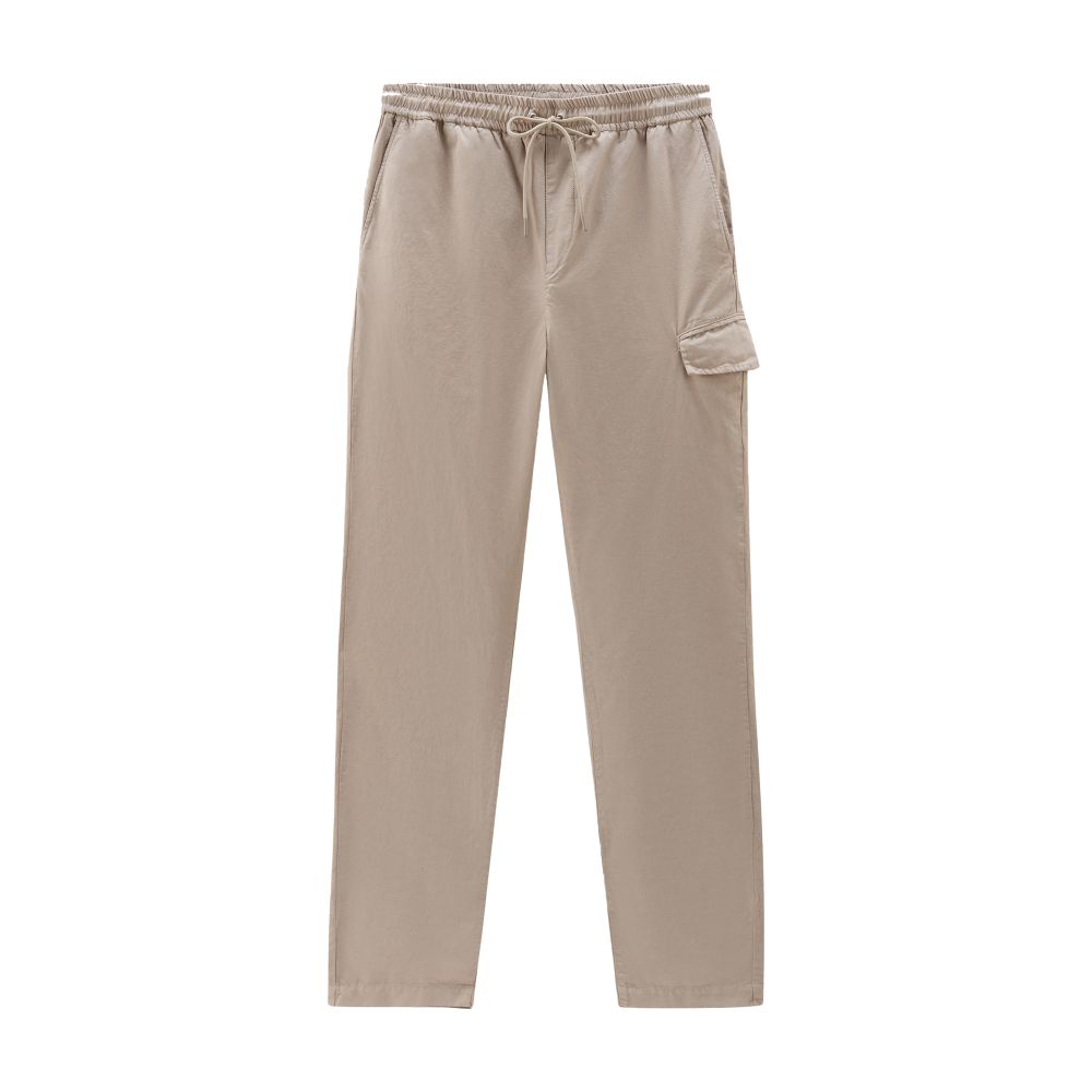 Woolrich Garment dyed cargo pants in cotton-linen blend