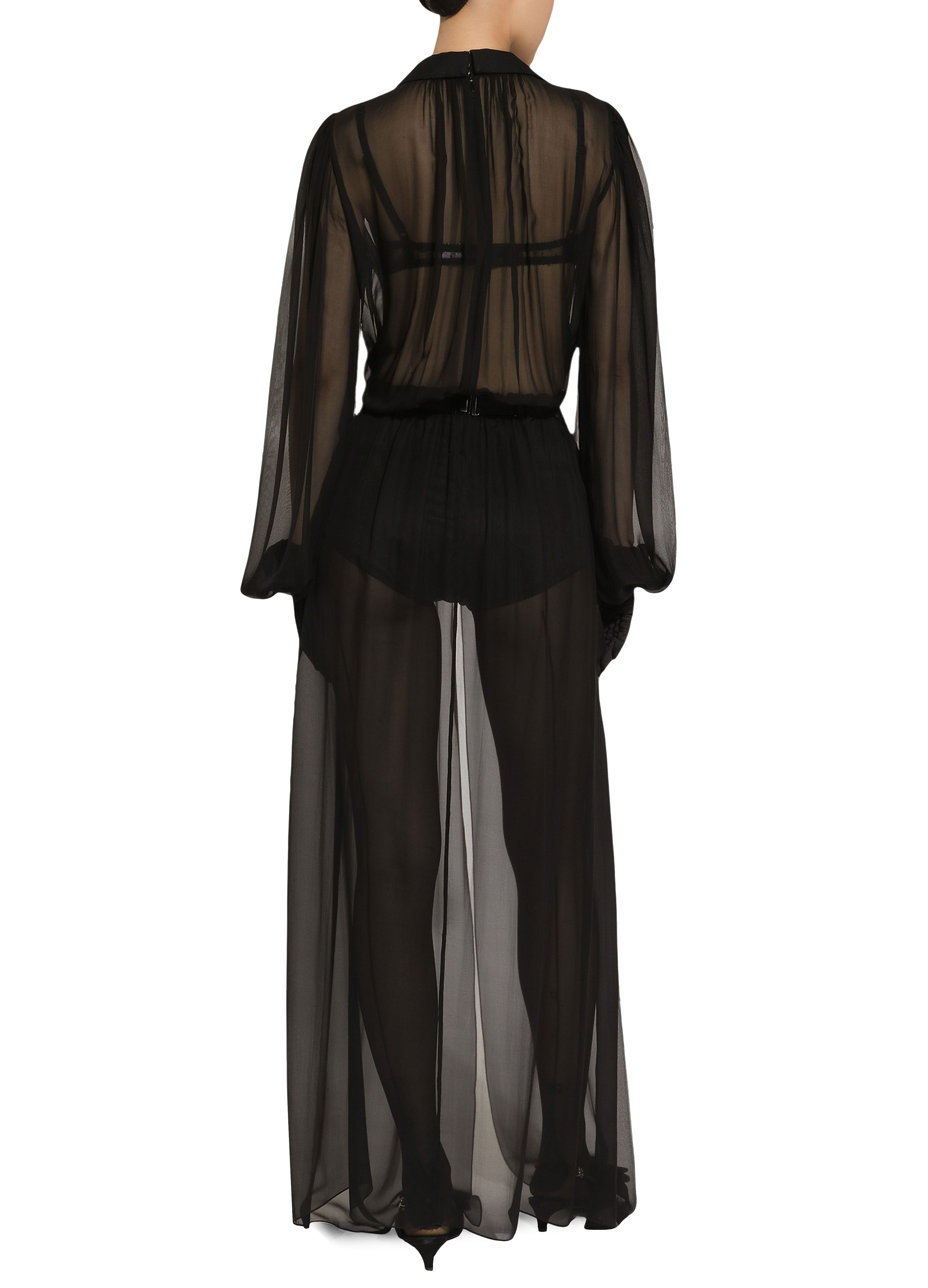 Dolce & Gabbana Silk chiffon tuxedo long dress