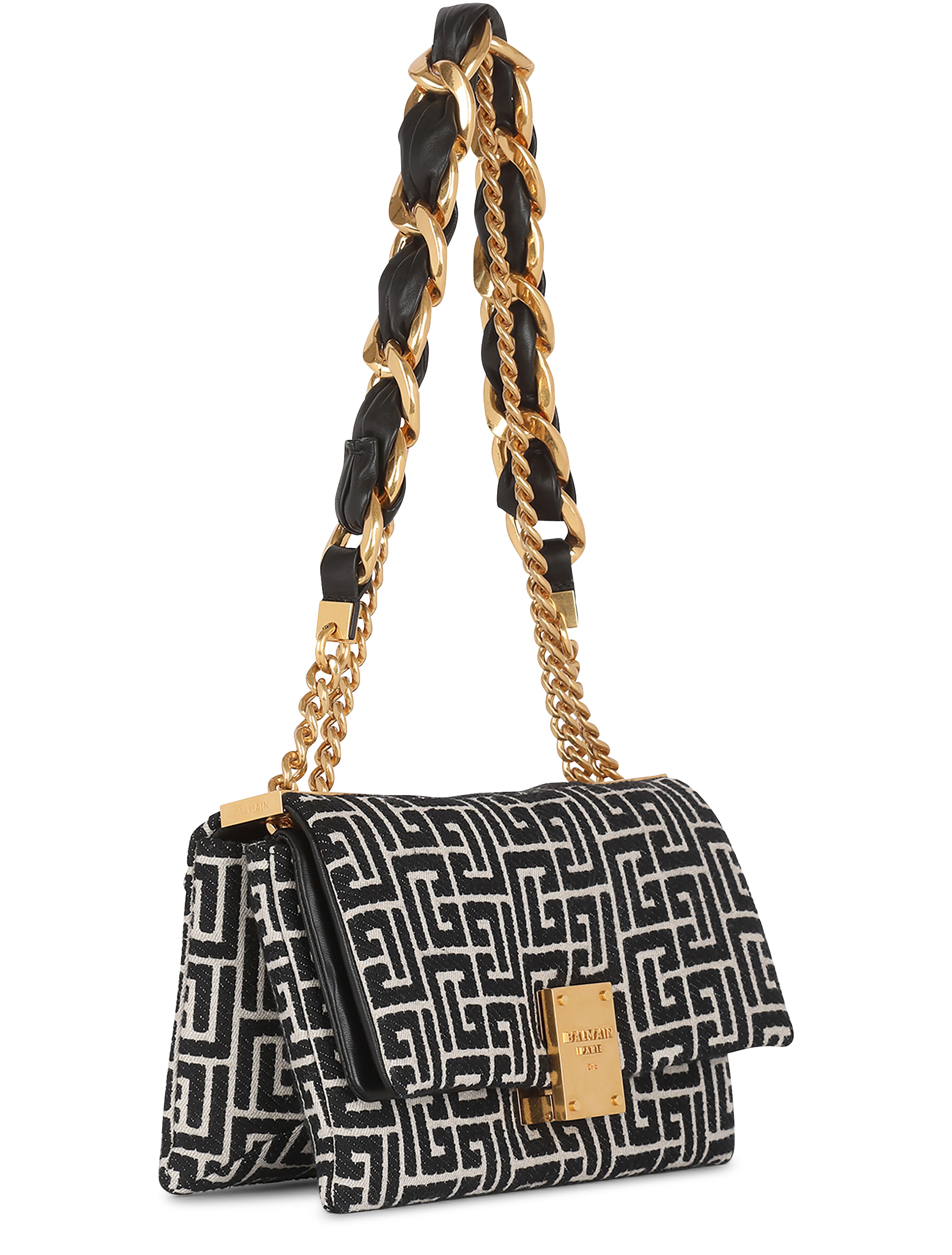 Balmain 1945 Soft small bag with jacquard monogram