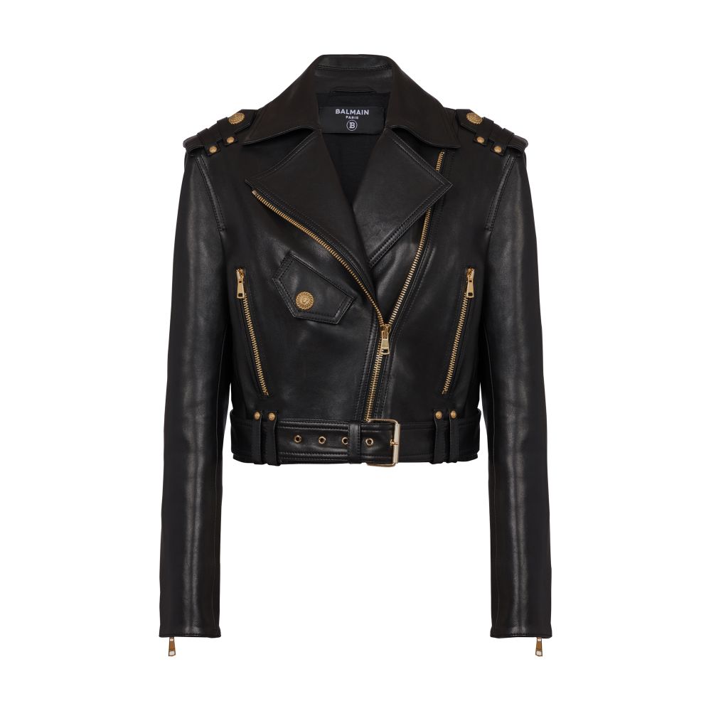 Balmain Zipped Leather Biker Jacket