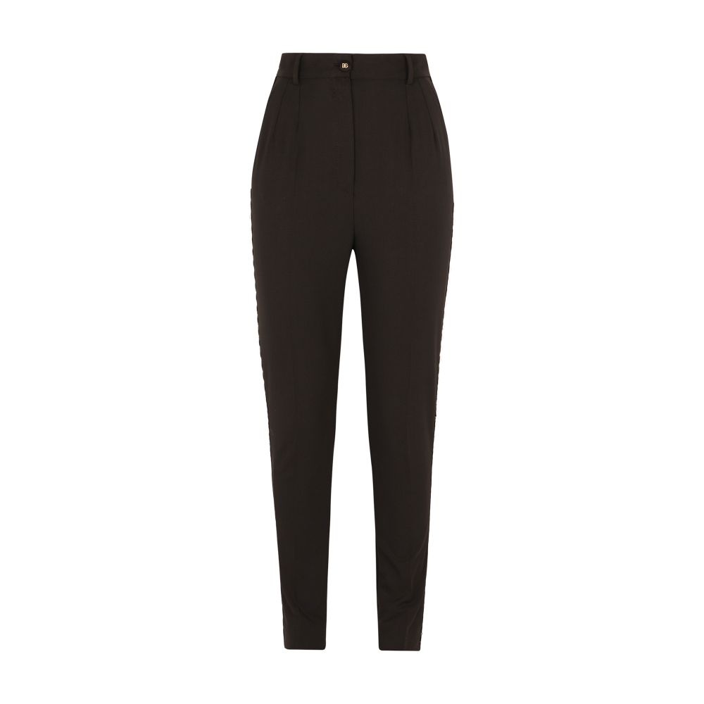 Dolce & Gabbana Woolen tuxedo pants with crystals