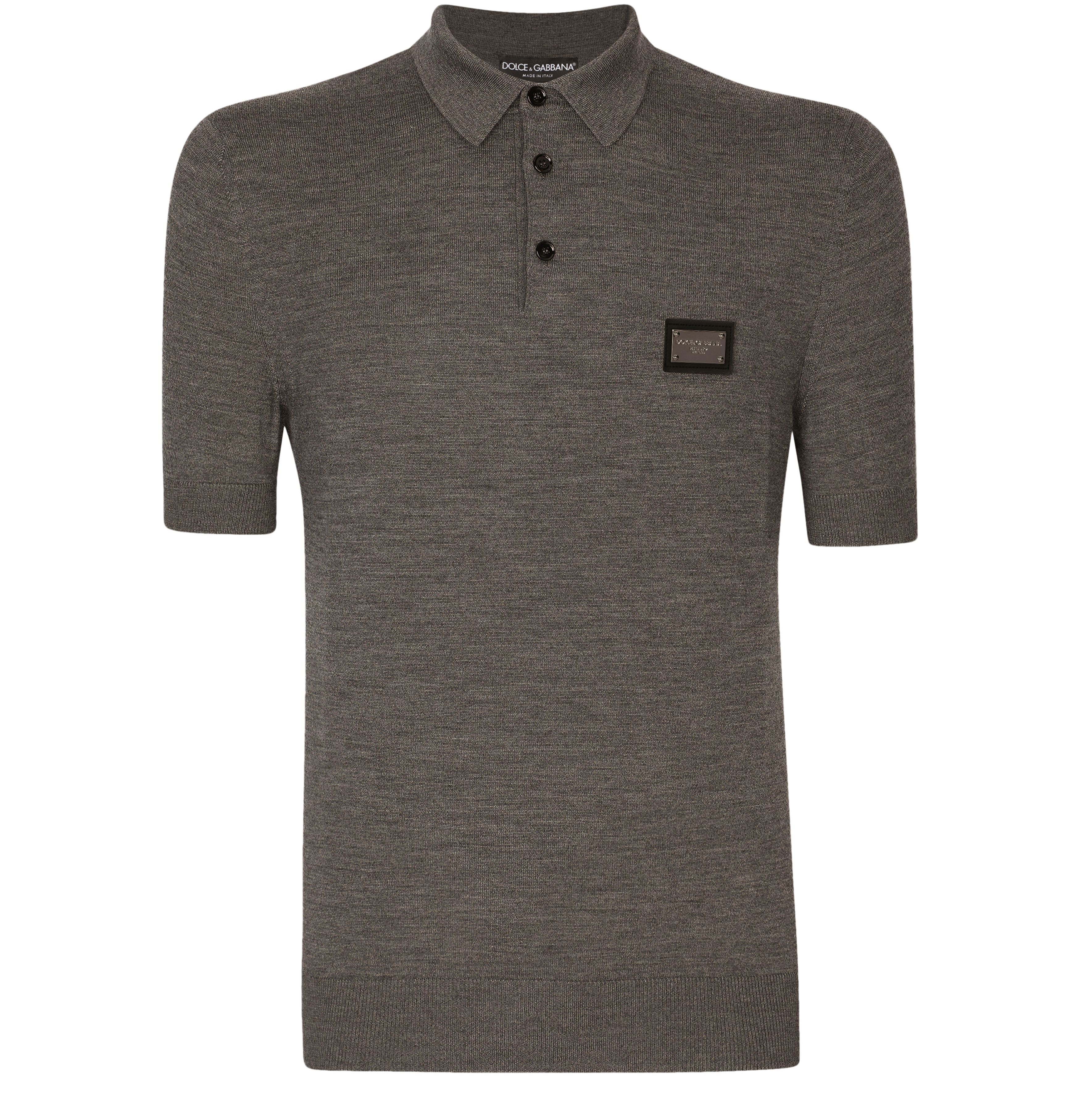 Dolce & Gabbana Wool polo-shirt with branded tag