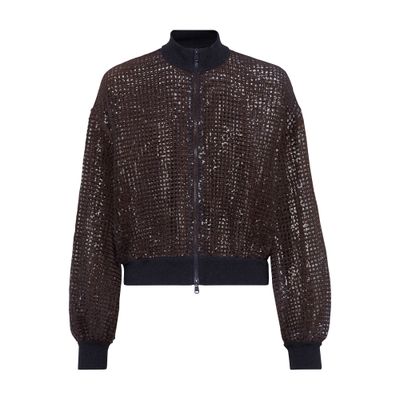 Brunello Cucinelli Dazzling Net Embroidery bomber