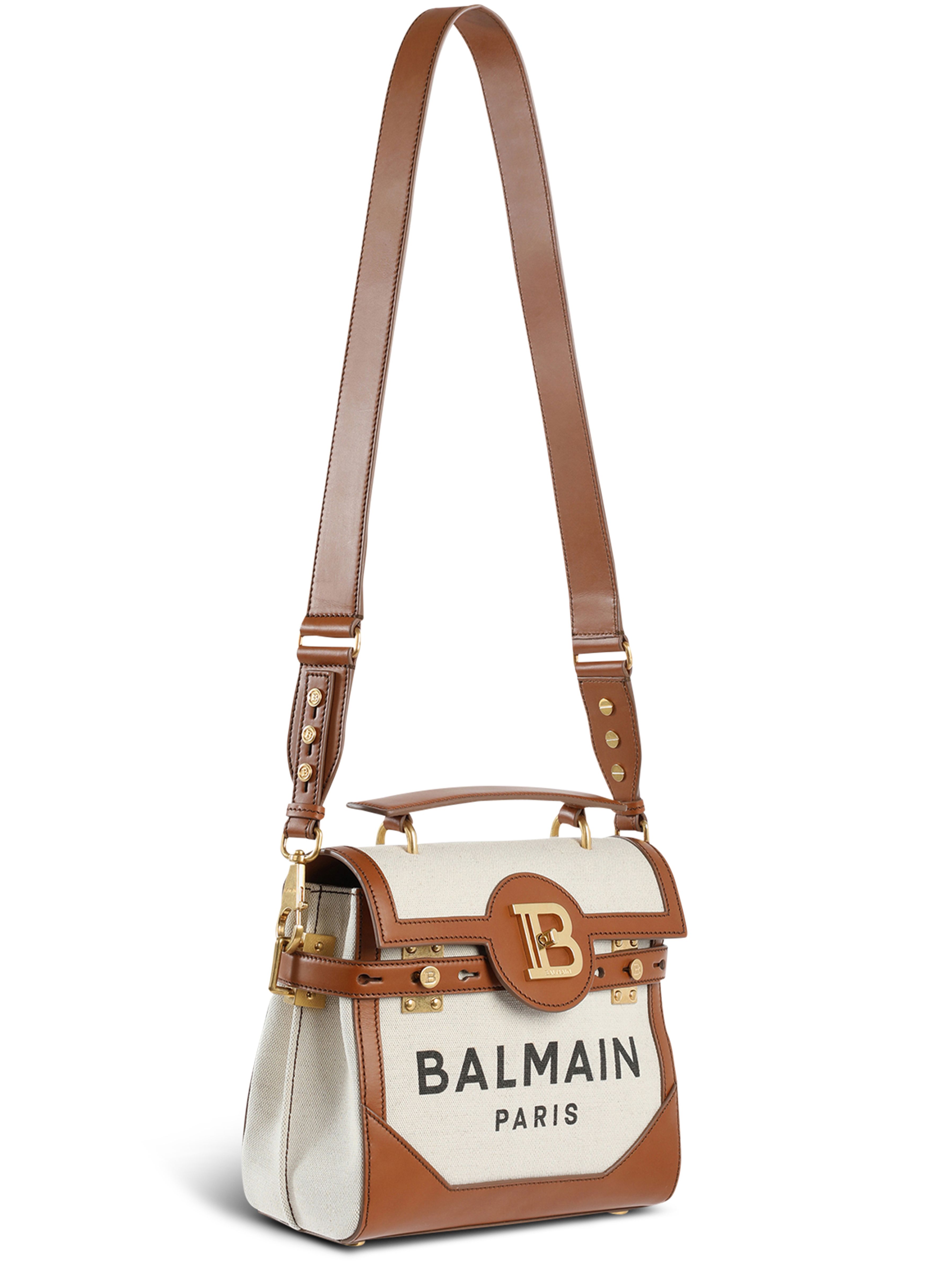 Balmain B-Buzz 23 canvas bag with leather inserts