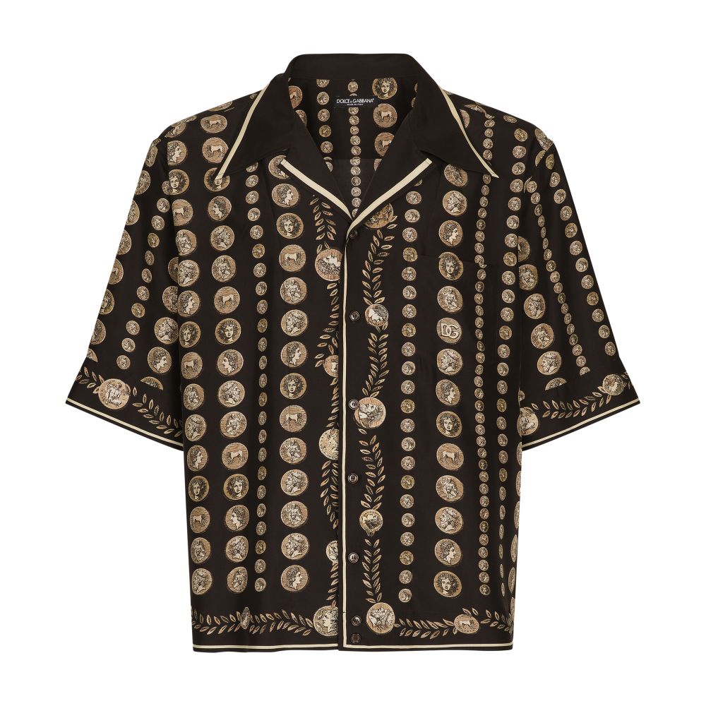 Dolce & Gabbana Hawaiian Monete Print Silk Shirt