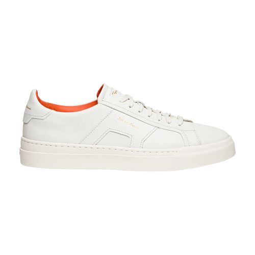 Santoni Leather double buckle sneaker