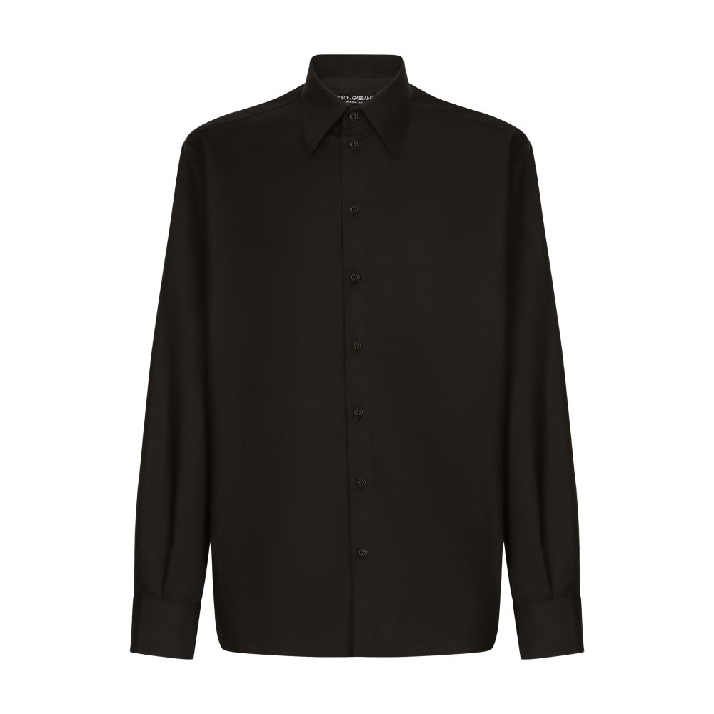 Dolce & Gabbana Wool And Silk Shirt With Logo Plate