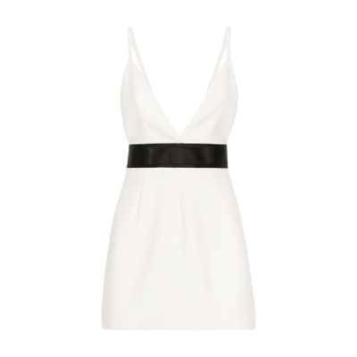 Dolce & Gabbana Short woolen dress with satin belt