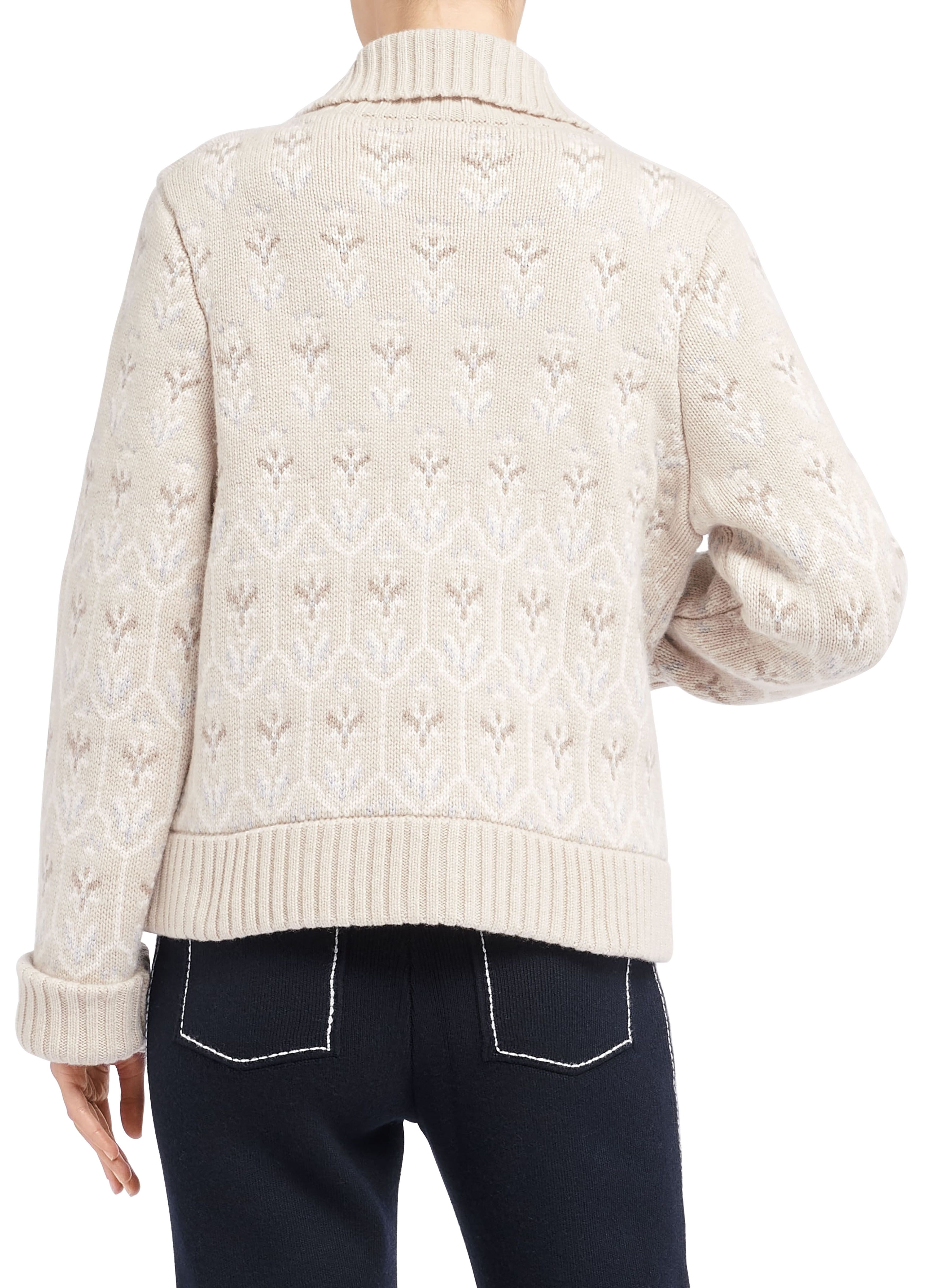 Barrie Chunky cashmere and cotton cardigan with thistle motif