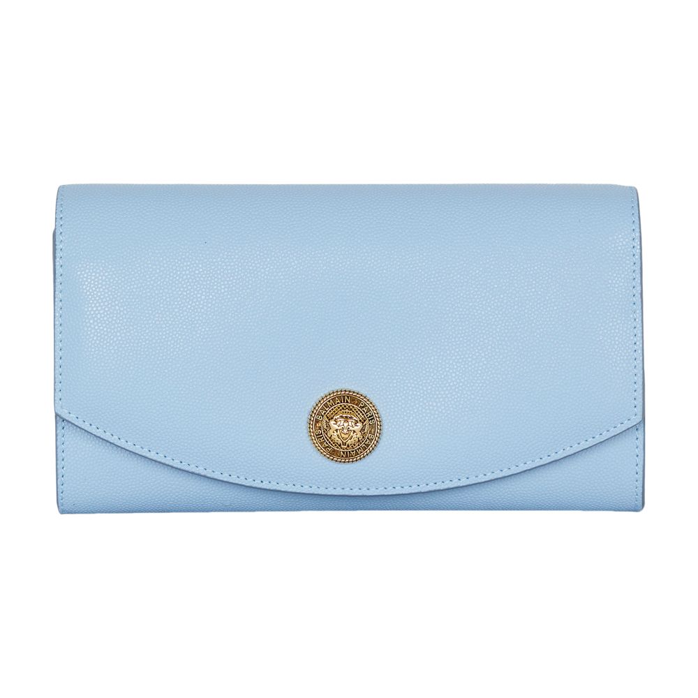 Balmain Emblème grained calfskin leather clutch