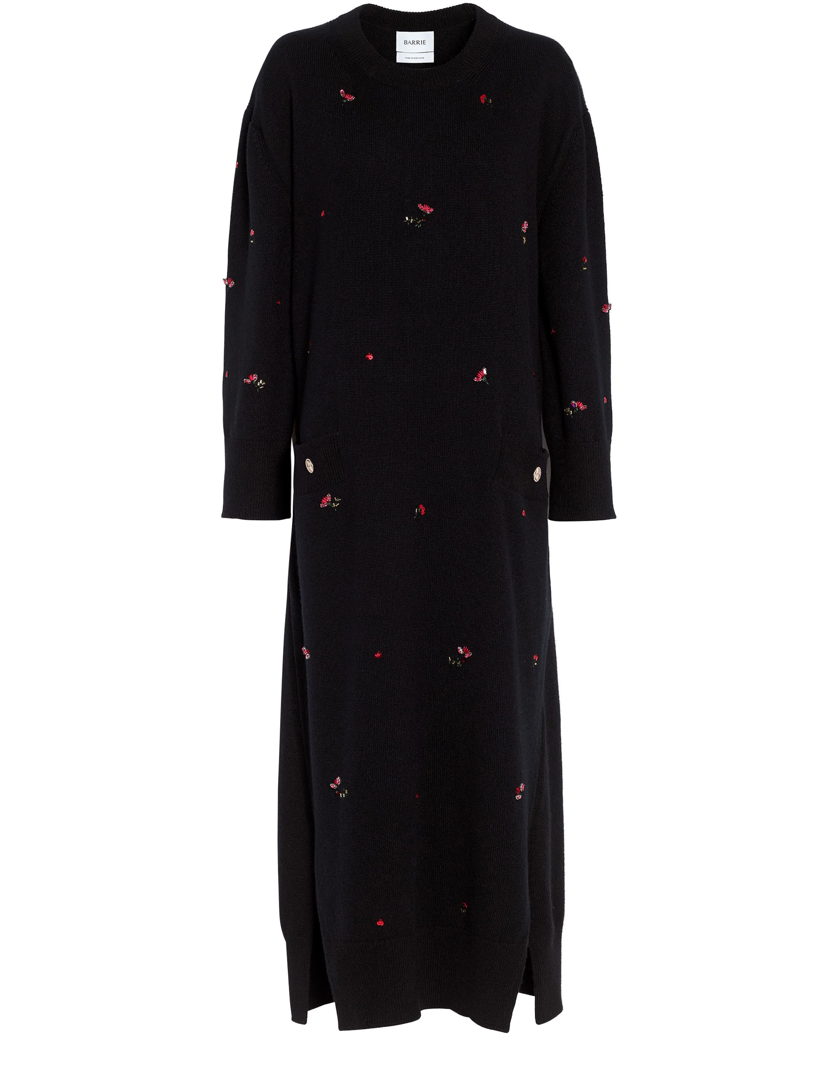 Barrie Iconic midi dress in cashmere with floral embroidery