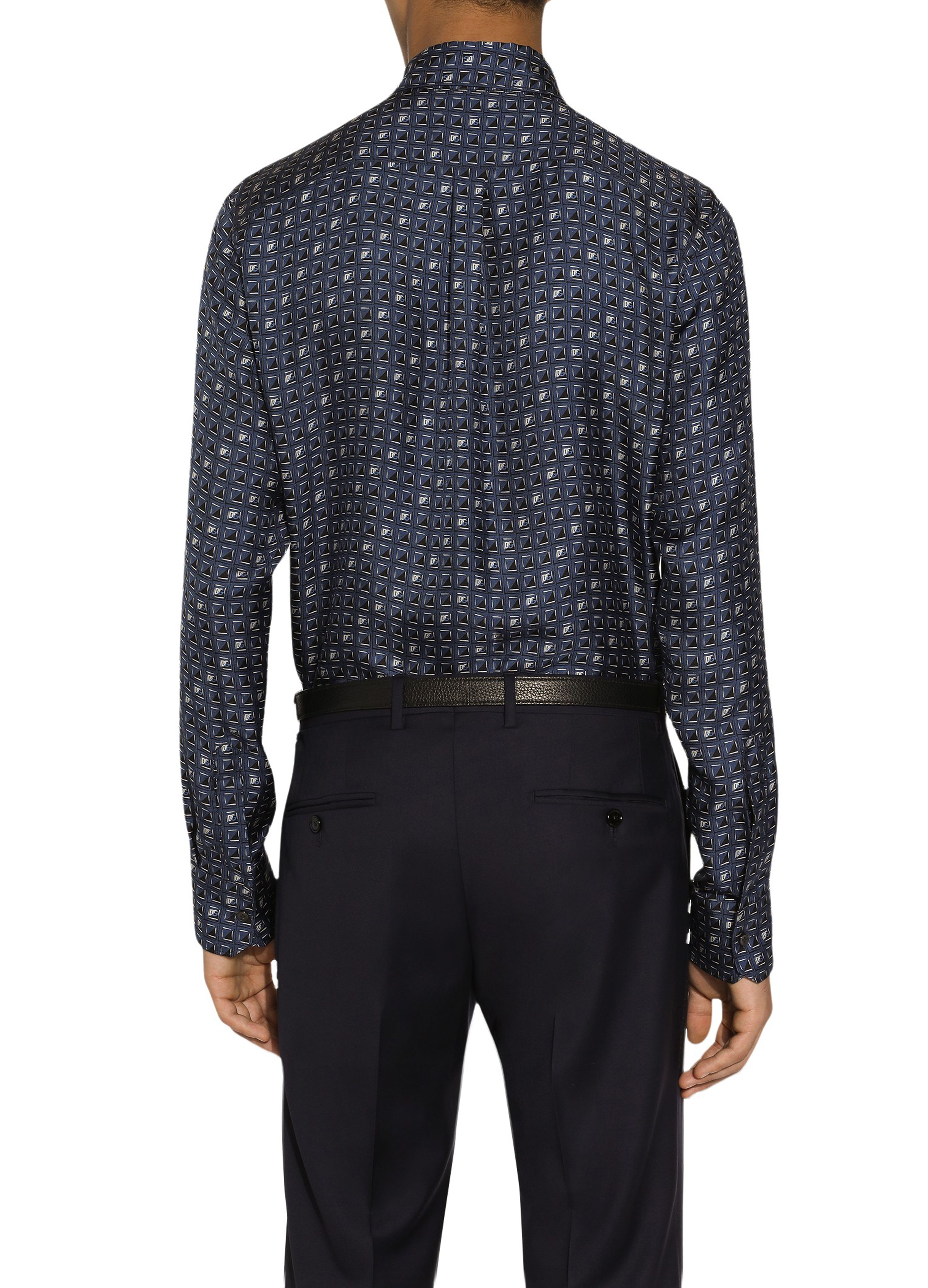 Dolce & Gabbana Tie print silk Martini-fit shirt