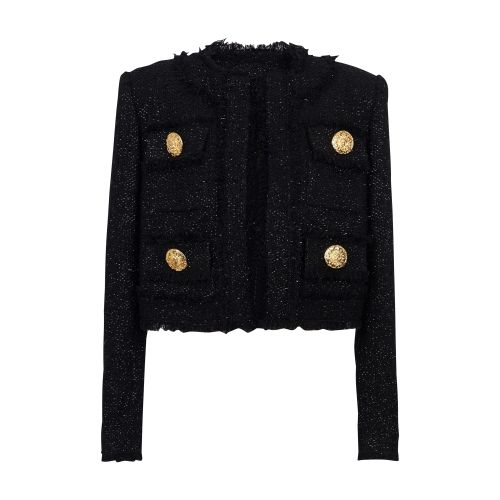 Balmain Cropped Lurex Tweed Jacket