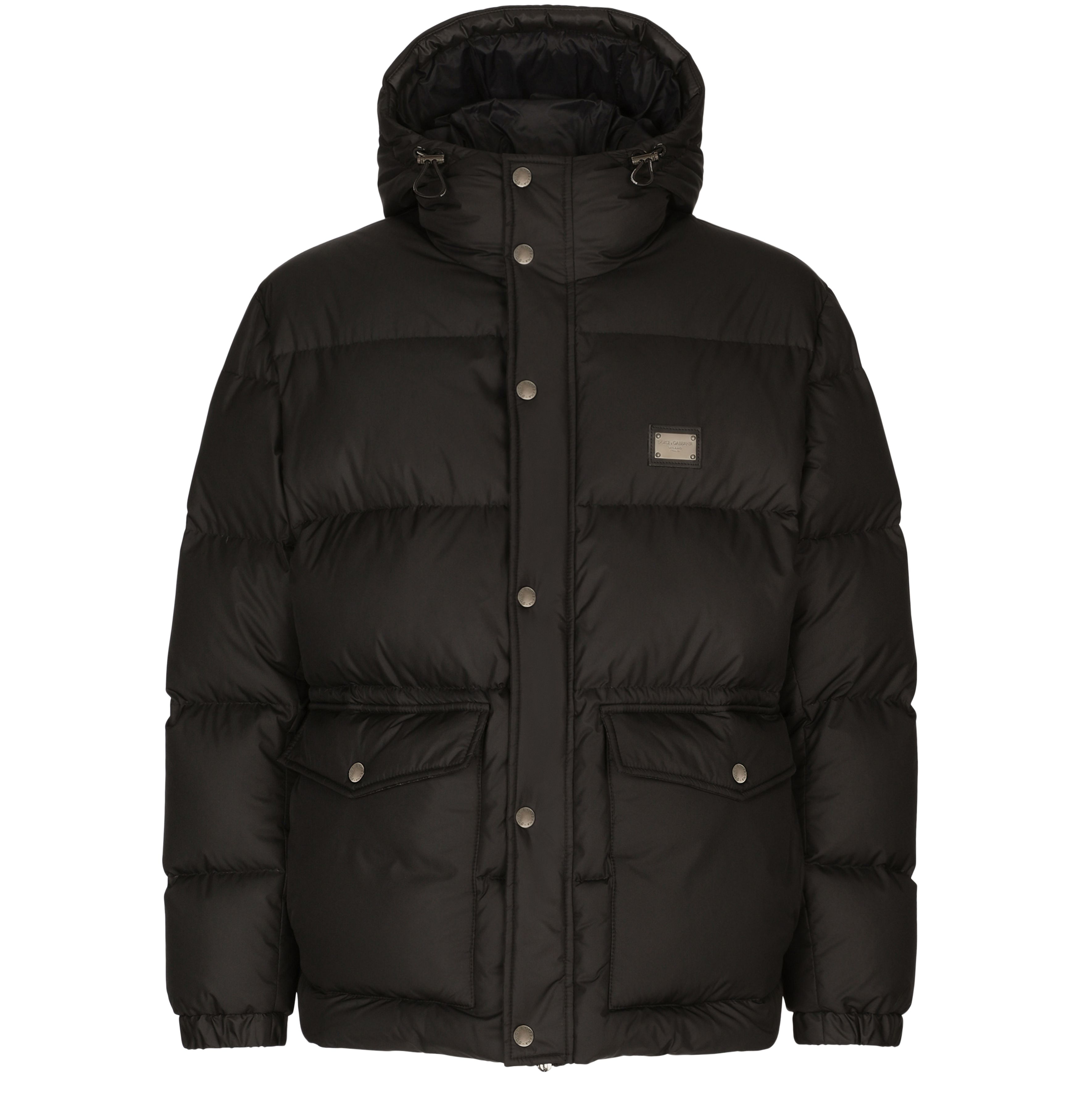 Dolce & Gabbana Nylon down jacket with hood and branded tag