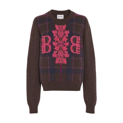 Barrie Tartan cashmere jumper with 3D logo